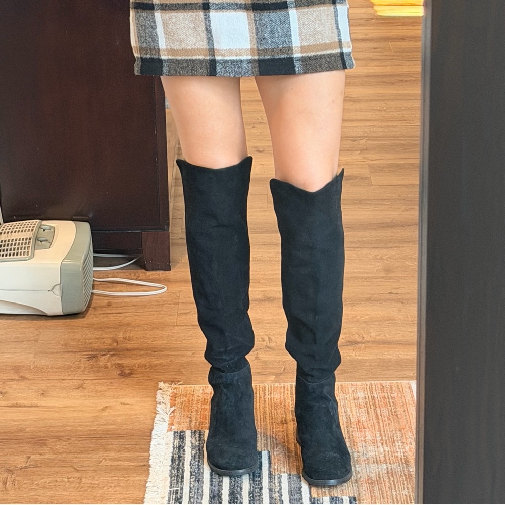 Black faux suede over the knee Women's Boots
